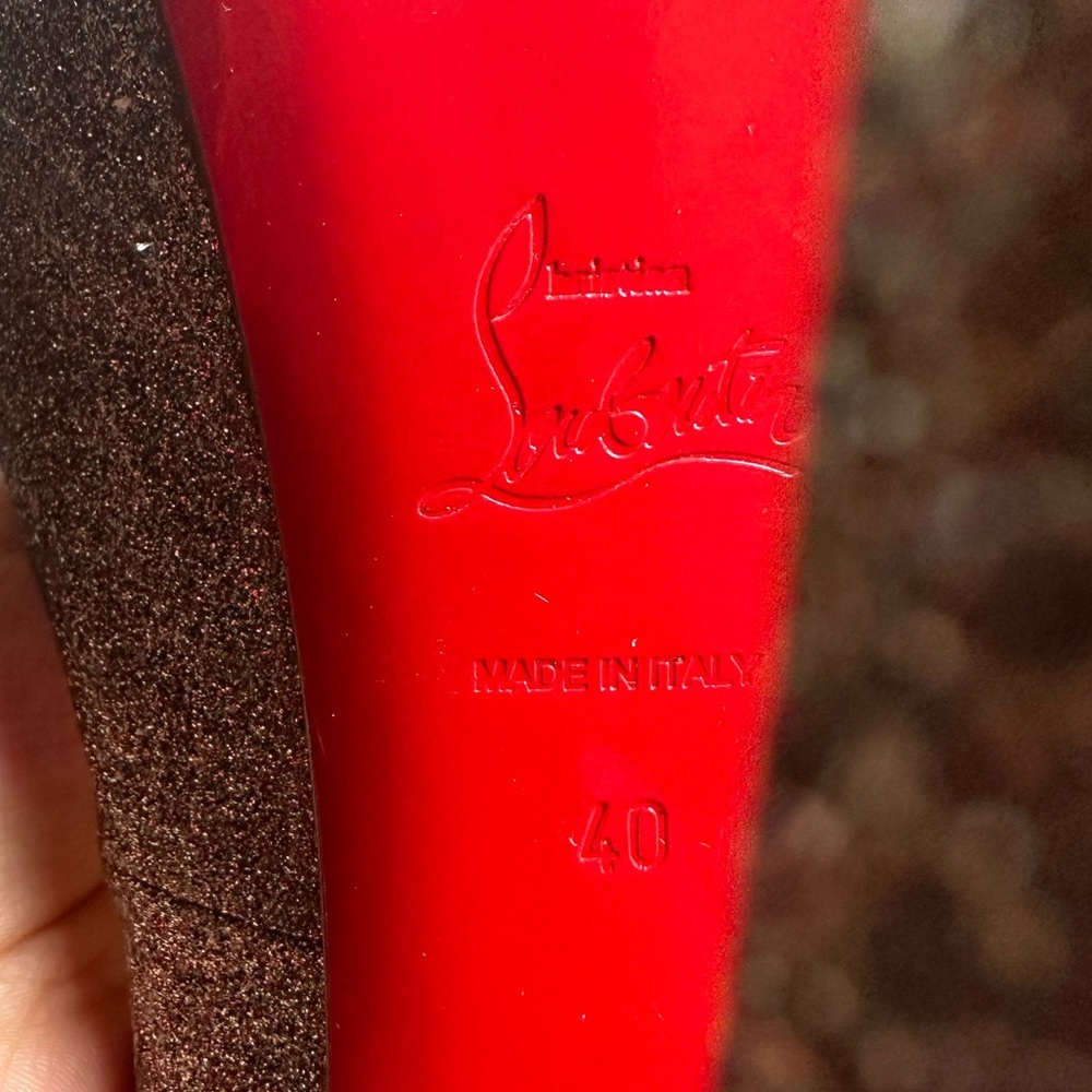🌺 CHRISTIAN LOUBOUTIN🌺 Lady Peep 150 Glitter Pumps Size: 40 - Picture 14 of 15